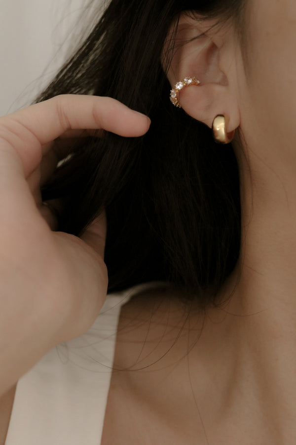 925 Silver Grande Huggie Earrings, 18K Yellow Gold Plating
