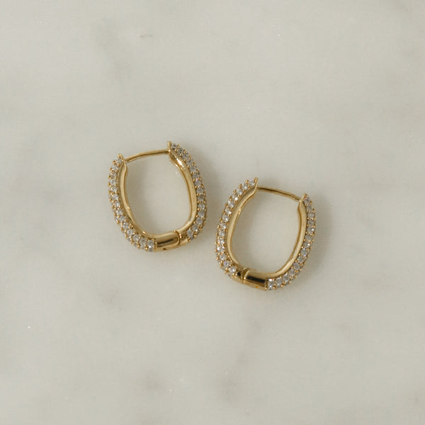 925 Silver Fresh Bling Ovalo Earrings, 14K Gold Vermeil
