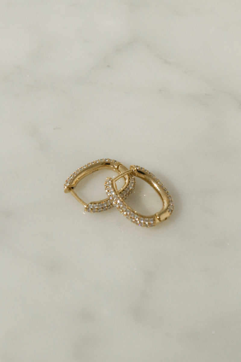 925 Silver Fresh Bling Ovalo Earrings, 14K Gold Vermeil