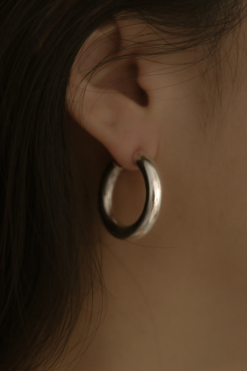 925 Silver Big C Tube Earrings