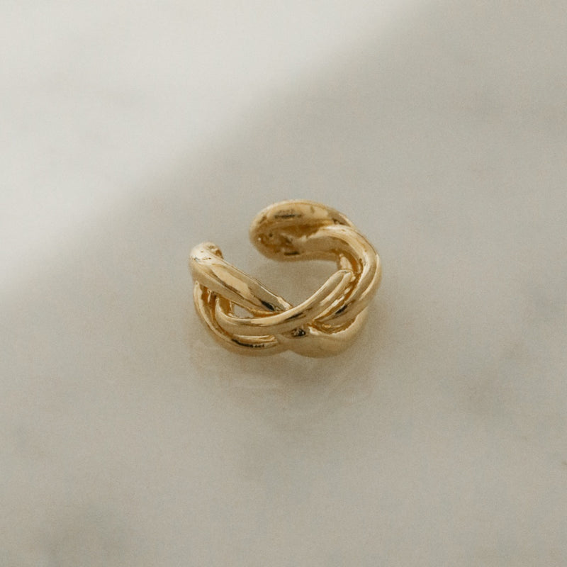 925 Silver Minimalist Weavo Ear Cuffs, 18K Yellow Gold Plating