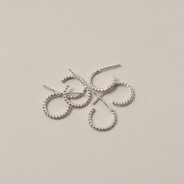 925 Silver Beaded Crescent Earrings