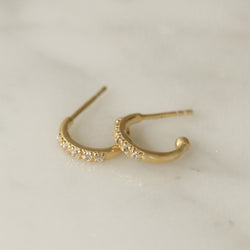 925 Silver Huggie Glister Hoop Earrings, 18K Gold Vermeil
