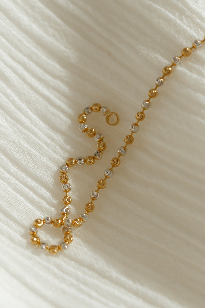 916 Infinity Gold Two-tone Beaded Chain Bracelet (22K)
