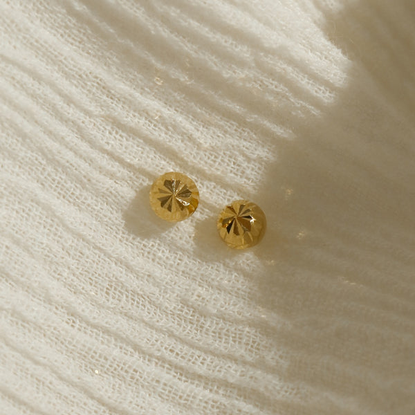 916 Infinity Gold Facet Ball Stud Earrings 916 Gold A KIND OOOF