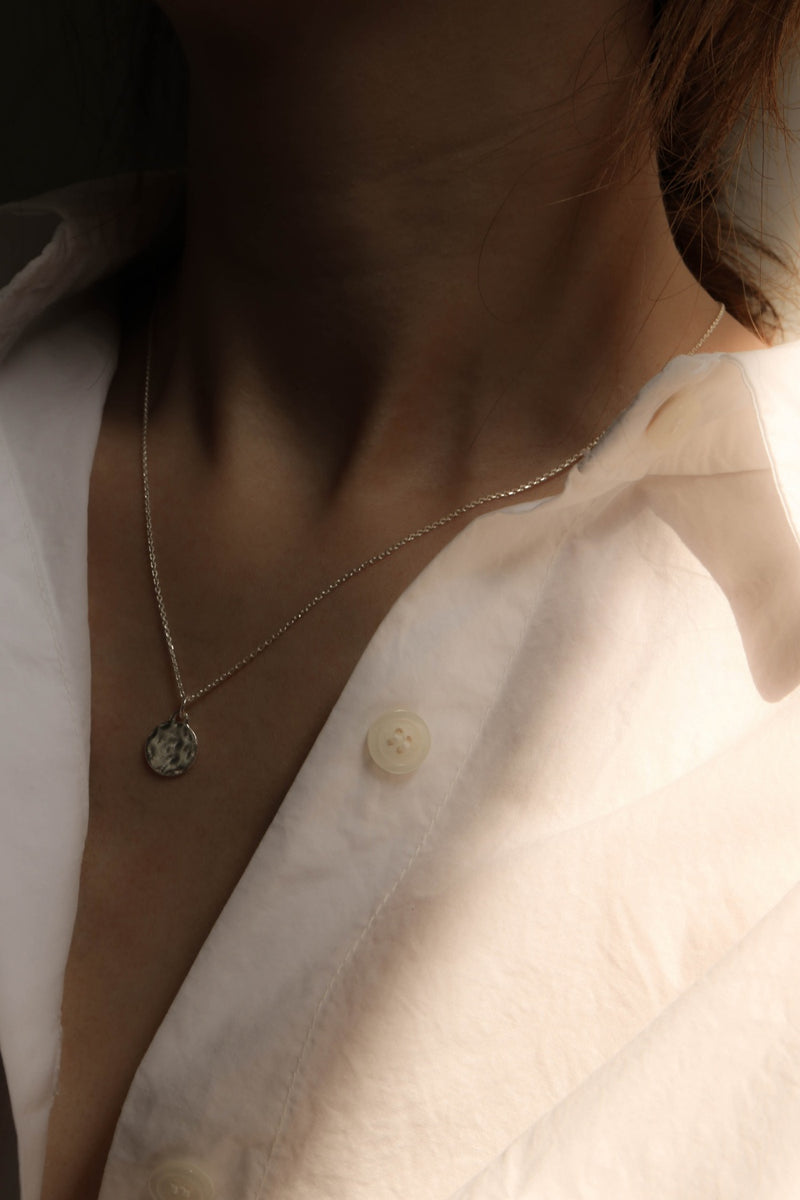 925 |Handcrafted| Hammered Pendant on Cable Chain Necklace