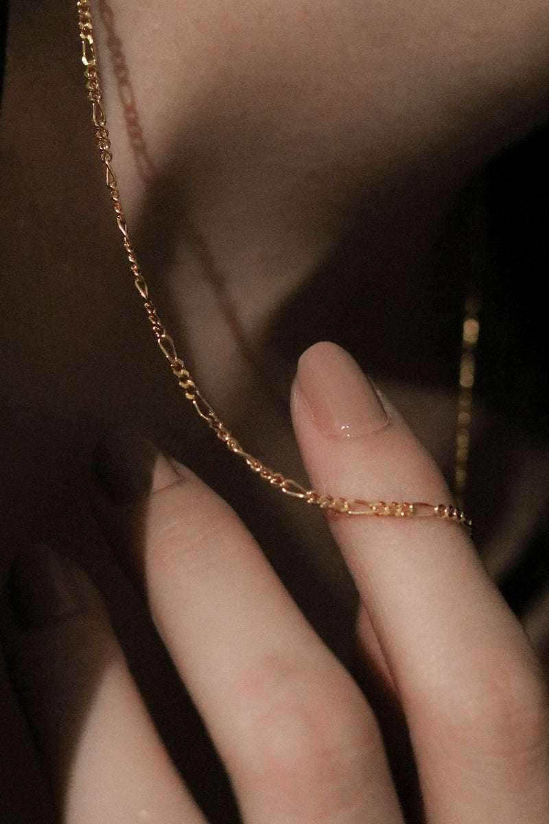 925 Figaro Chain Necklace, 18K Gold Vermeil