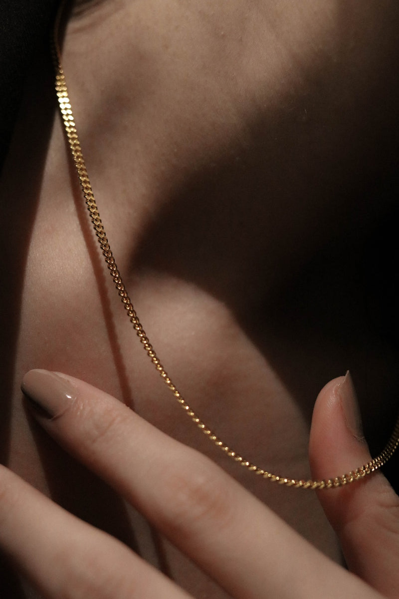 925 Flat Link Chain Necklace with Extensions, 18K Yellow Gold Plating