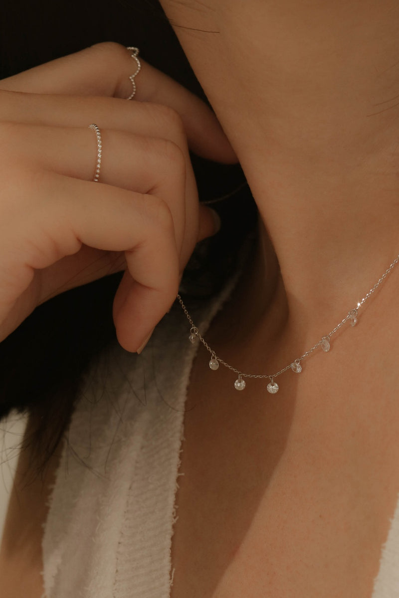 Beaute Crystal Dangle Brass Necklace