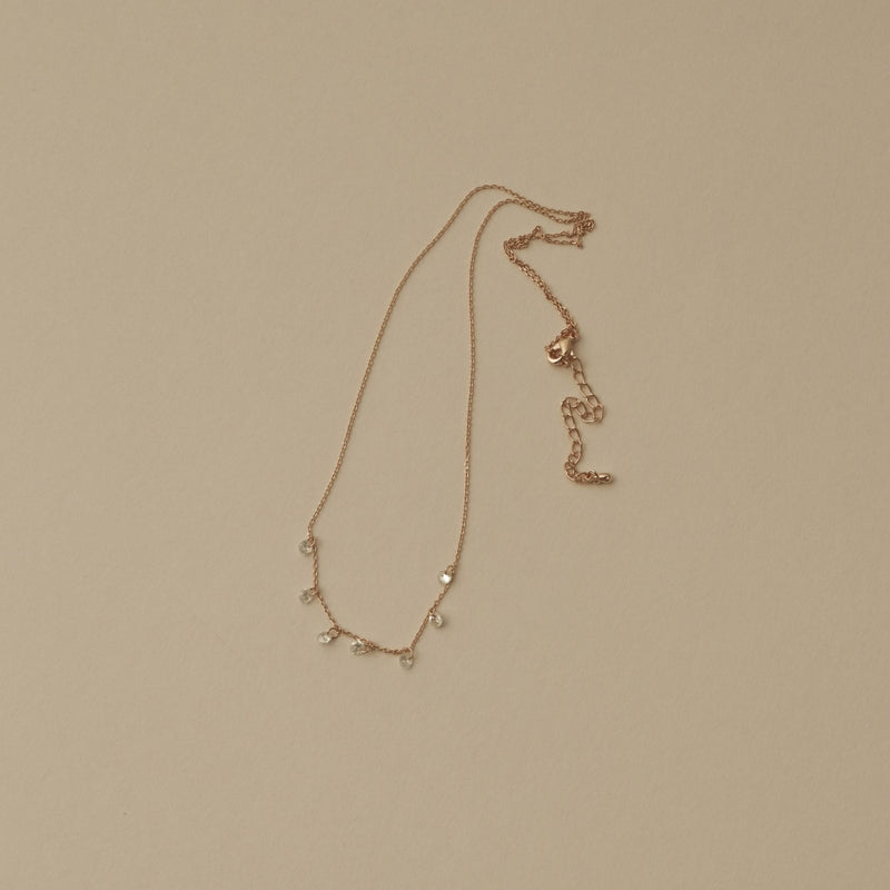 Beaute Crystal Dangle Brass Necklace