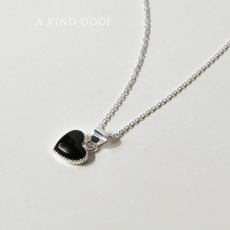Black Onyx Necklace - Black Onyx Heart Pendant