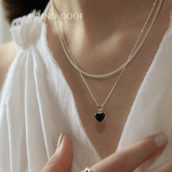 925 |Handcrafted| Onyx Love Pendant Necklace