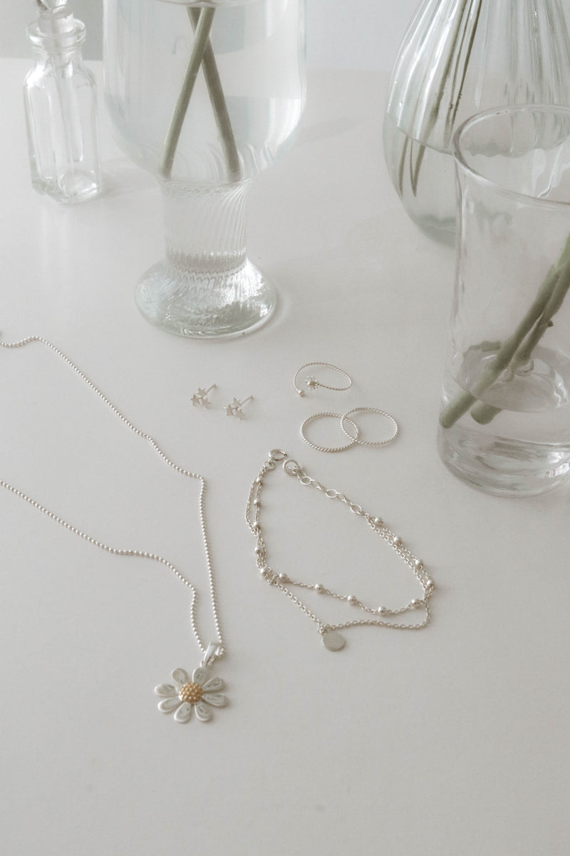 925 Two-Tone White Dryas Pendant Necklace