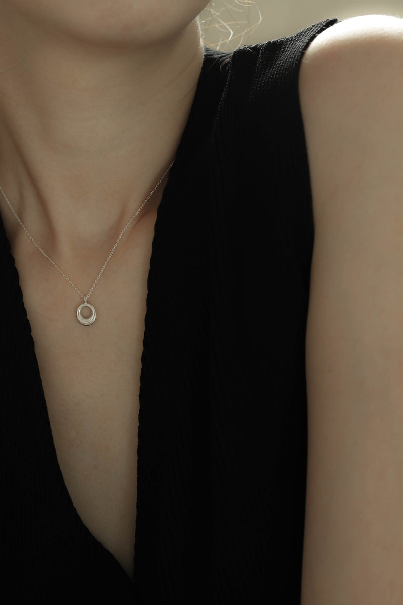 925 Minimalist Om Pendant Necklace
