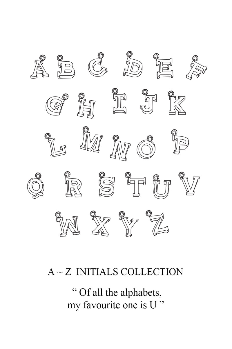 925 Alphabet Initial Two Tone Pendant Necklace <br><font>Available A • L • T</font>