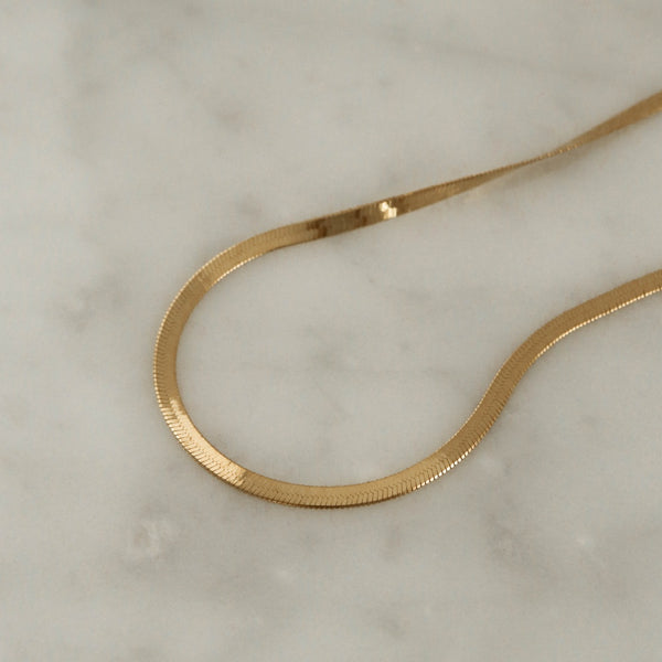 925 Snake Chain Necklace, 18K Yellow Gold Plating