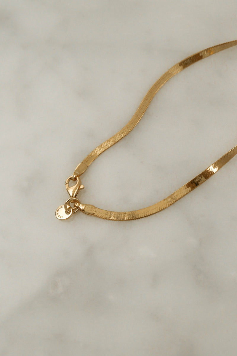 925 Snake Chain Necklace, 18K Yellow Gold Plating