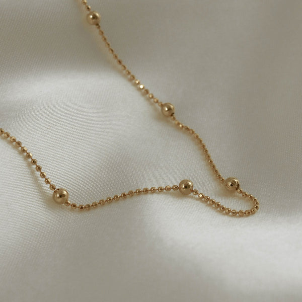 925 Beady Diamond Cut Chain Necklace, 18K Gold Vermeil