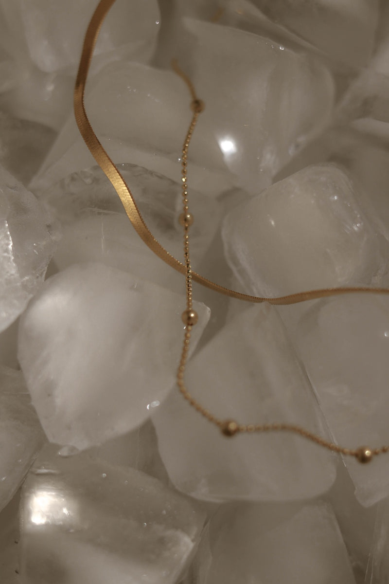 925 Beady Diamond Cut Chain Necklace, 18K Yellow Gold Plating