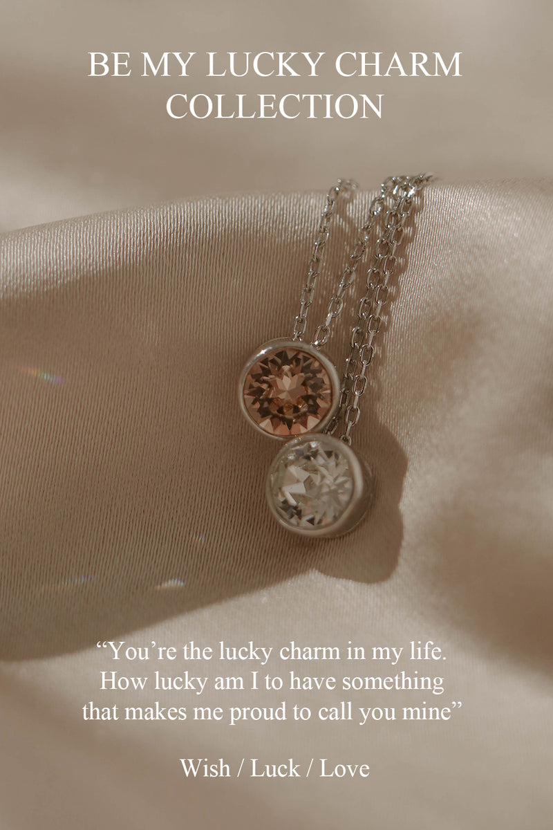 925 Bea Lucky Light Peach Crystal Pendant Necklace