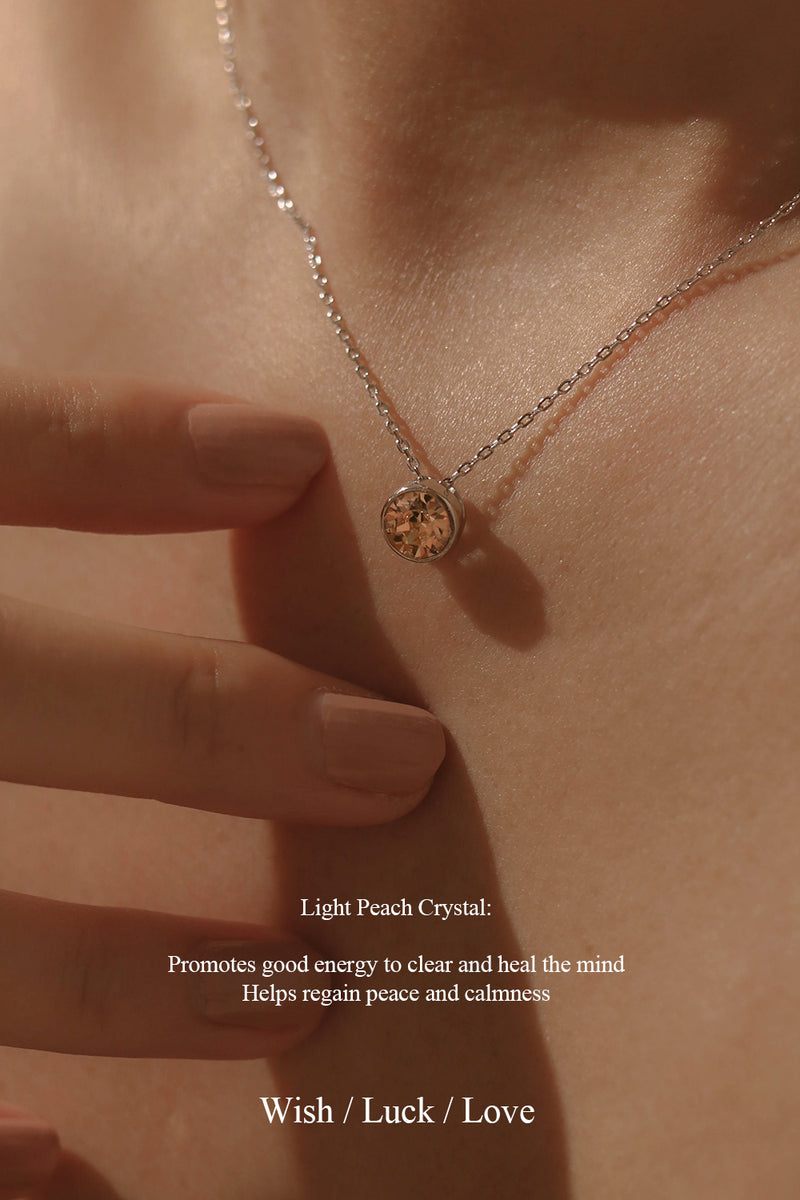 925 Bea Lucky Light Peach Crystal Pendant Necklace
