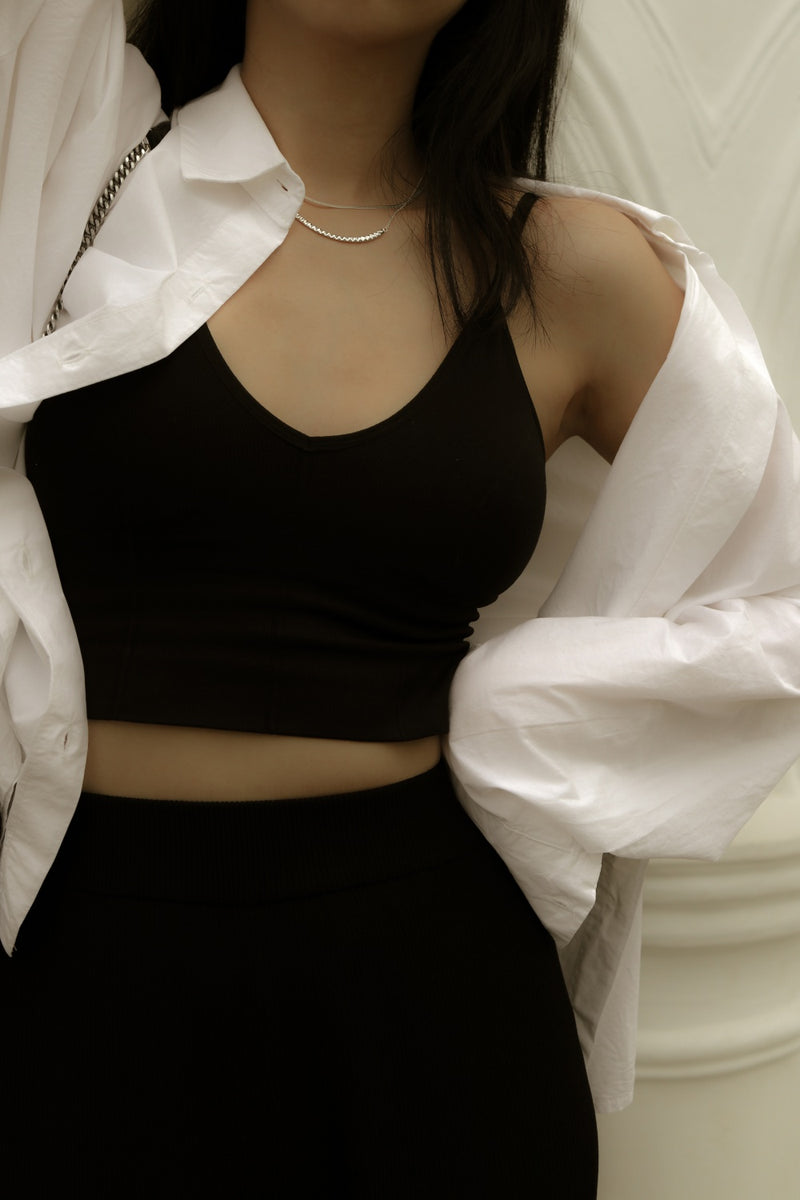 925 Silver Pyramid Studs Necklace