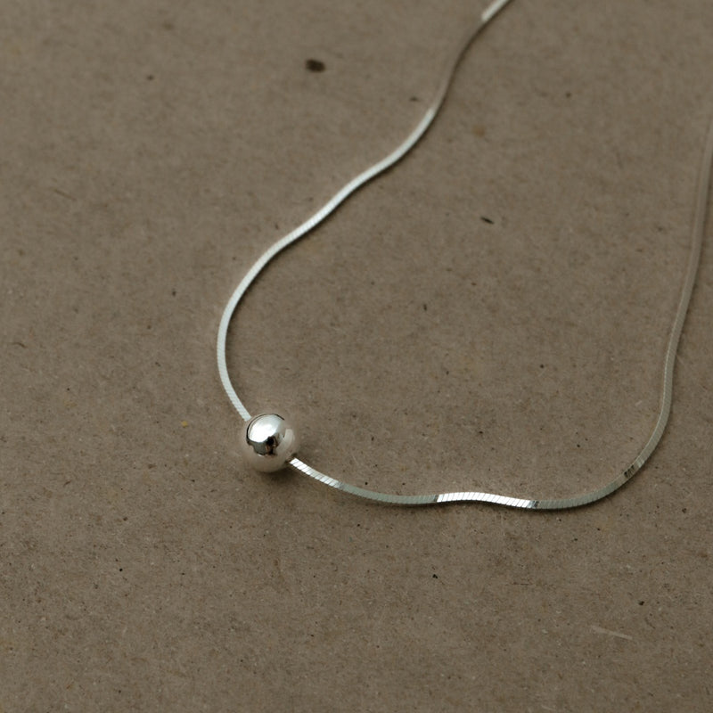 925 Silver Uno Sphere Snake Chain Pendant Necklace