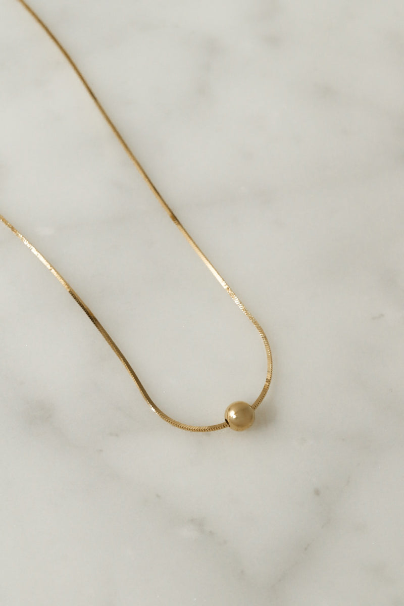 925 Uno Sphere Snake Chain Pendant Necklace, 18K Yellow Gold Plating