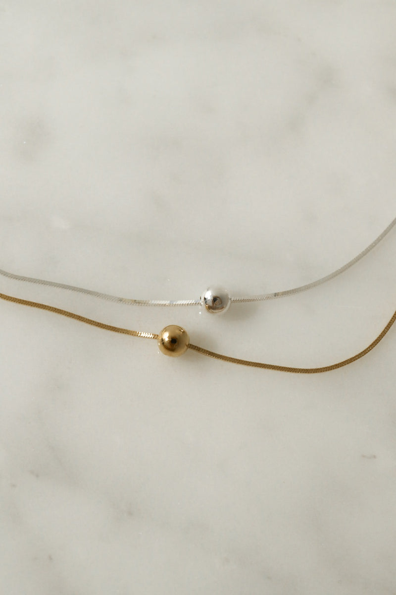 925 Silver Uno Sphere Snake Chain Pendant Necklace