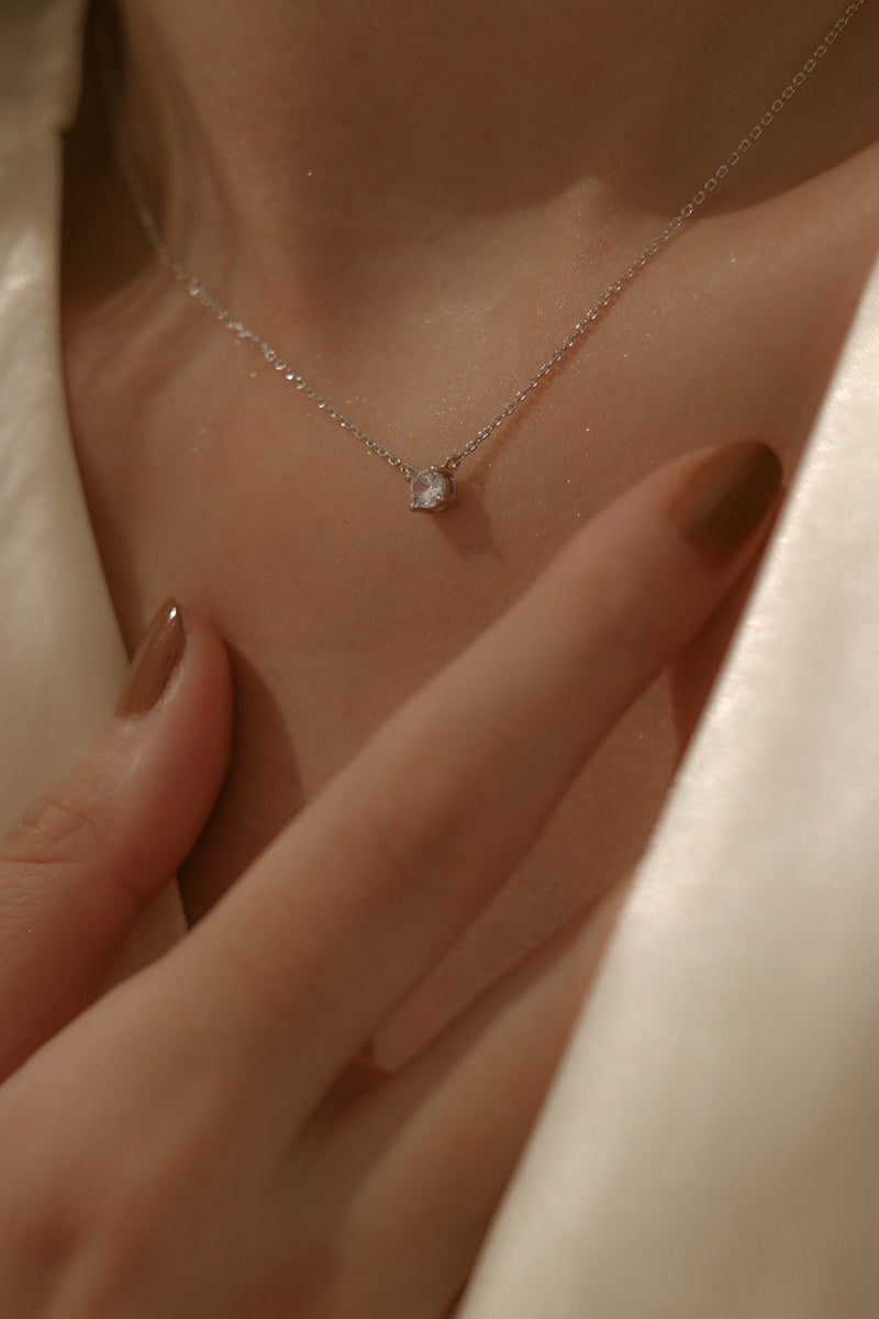 925 Silver Cubic Zirconia Crystal Pendant Necklace
