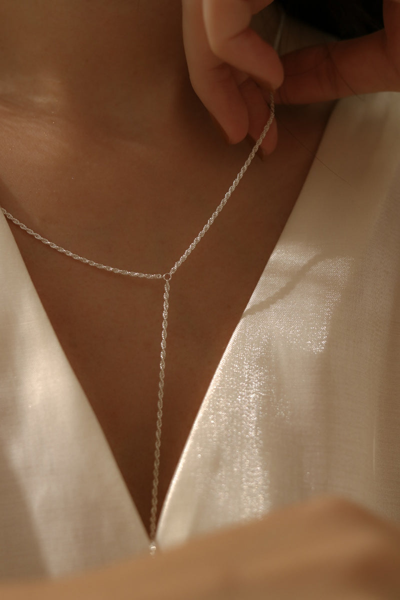 925 Silver Minimalist Y-Chain Necklace
