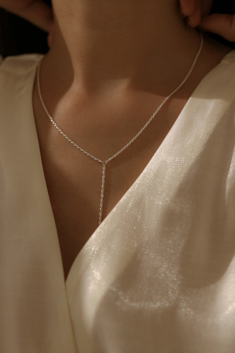 925 Silver Minimalist Y-Chain Necklace