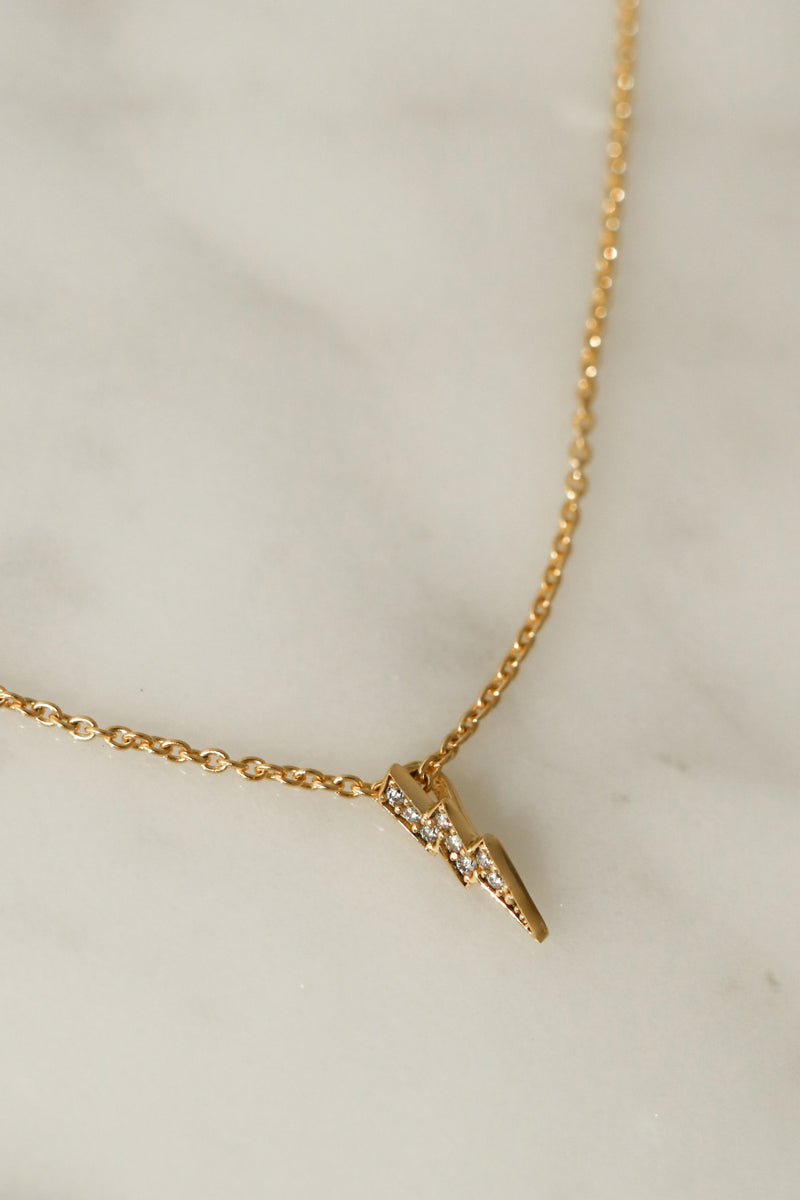 925 Silver Lightning Pendant Necklace, 18K Gold Vermeil