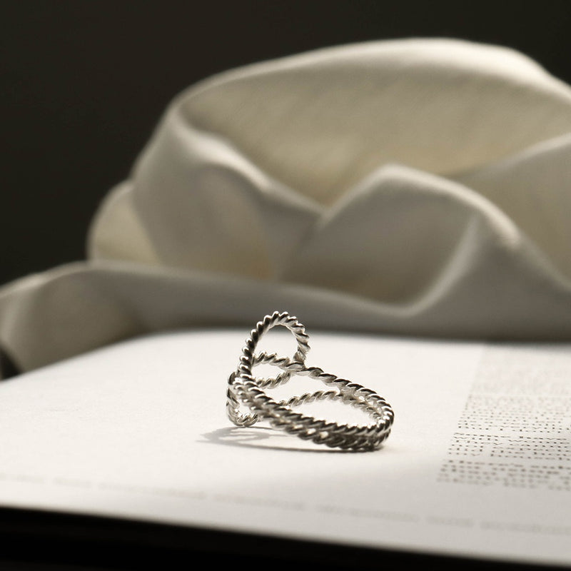925 |Handcrafted| Twisting Spiral Rope Ring<br> <font>Size 12</font>