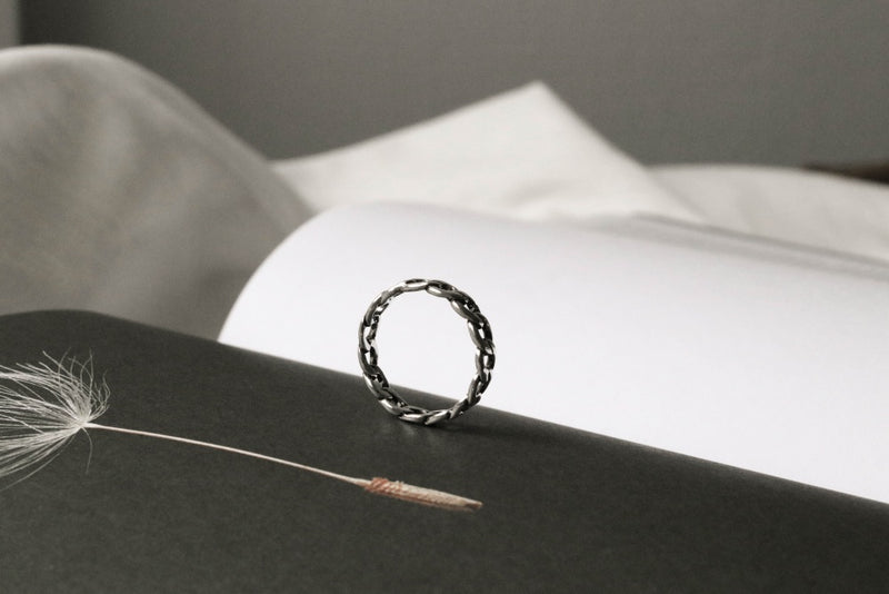 925 |Handcrafted| Flat Chain Ring <br><font>Size 9•11•13•15•18•20</font>