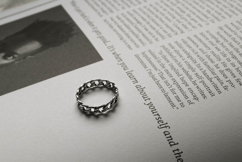 925 |Handcrafted| Flat Chain Ring <br><font>Size 9•11•13•15•17•18</font>
