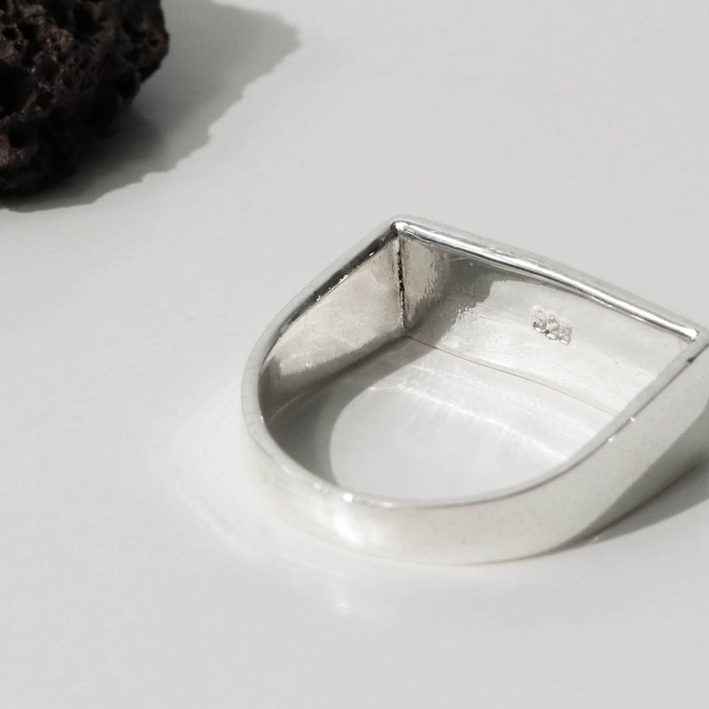 925 |Handcrafted| Flat Top Men's Ring <br><font>Size 16</font>