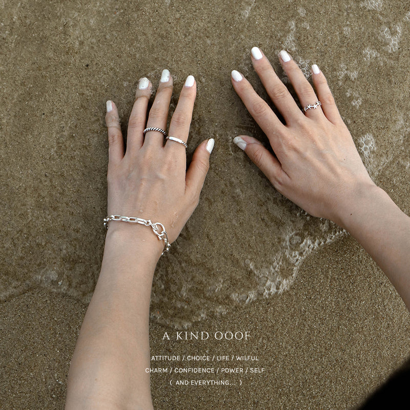 925 |Handcrafted| Wafer Roll Ring <br><font>Size 15•17•20</font>