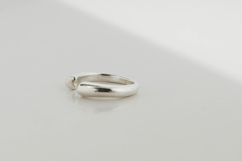 925 |Handcrafted| Dainty Heart Open Ring <br><font>Size 15</font>