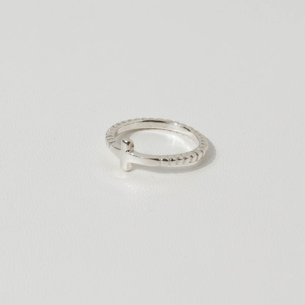 925 |Handcrafted| Square Beaded Cross Ring <br><font>Size 13</font>