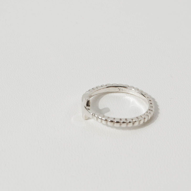 925 |Handcrafted| Square Beaded Cross Ring <br><font>Size 13</font>