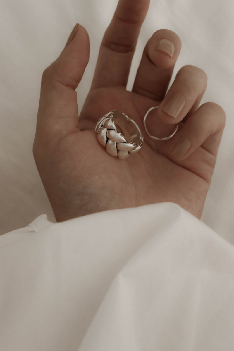 925 Half Braided Ring <br><font>Size 11•14•16•19•21•23•25</font>
