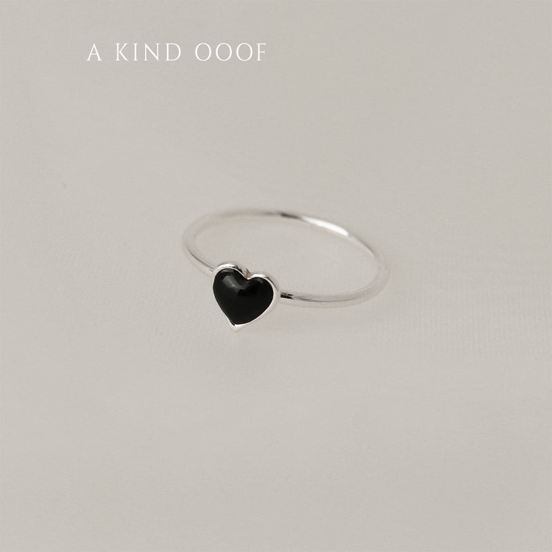 925 |Handcrafted| Onyx Love Ring <br><font>Size 15</font>