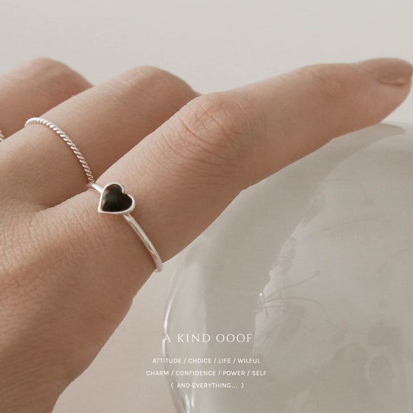 925 |Handcrafted| Onyx Love Ring <br><font>Size 15</font>