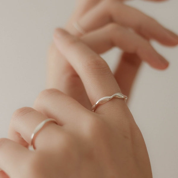 925 |Handcrafted| Ripples Refraction Open Ring <br><font>Size 11•14</font>