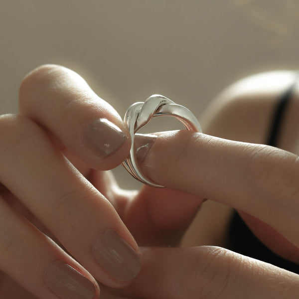 925 |Handcrafted| Duo Heartbeat Ring<br><font>Size 9•11•13•15•21</font>