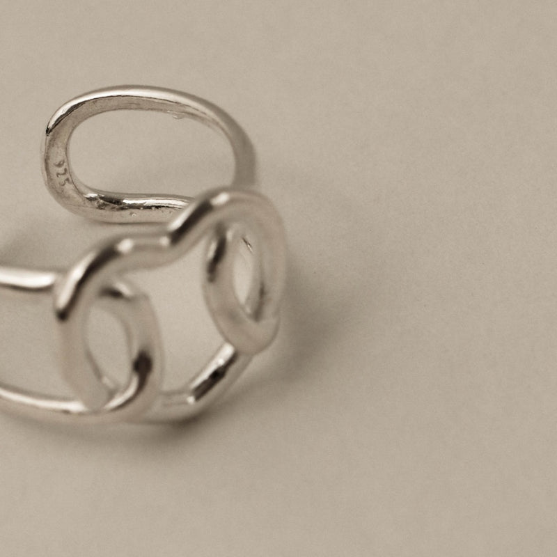 925 |Handcrafted| Hooked Onto Your Love Open Ring<br><font>Free Size 12-15</font>