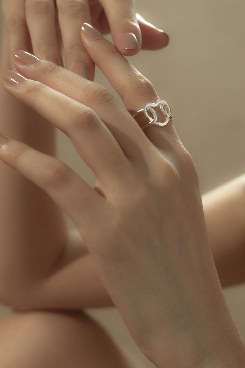925 |Handcrafted| Hooked Onto Your Love Open Ring<br><font>Free Size 12-15</font>