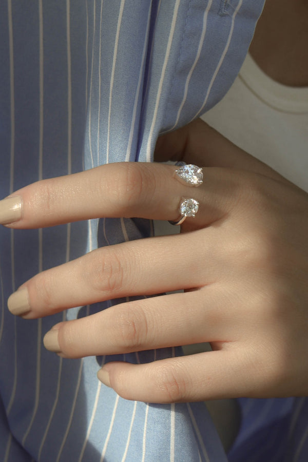 925 Daniella Crystal Open Ring <br><font>Free Size 13-15</font><br>