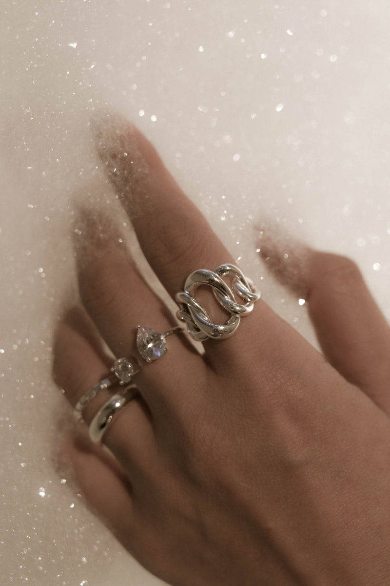 925 Daniella Crystal Open Ring <br><font>Free Size 13-15</font><br>